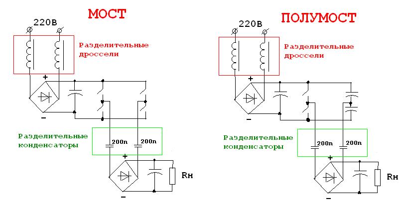 Косой полумост схема